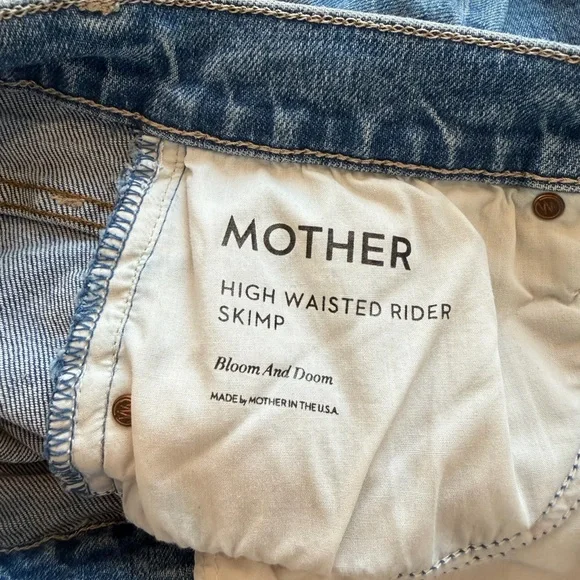 MOTHER Distressed Blue Straight Leg Jeans - Picture 7 of 8